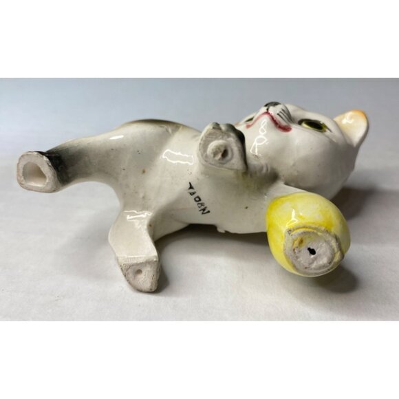 Vintage Ceramic Kitten Playing With Yellow Ball Figurine Cute Cat Collectible 3 - Picture 5 of 6